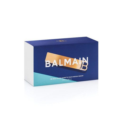 BALMAIN HAIR (18k karaatin kultaa) Ainutlaatuinen käsintehty hiuspinni ikonisella B-logolla / Barrette Gold B-Logo, L - Image 2