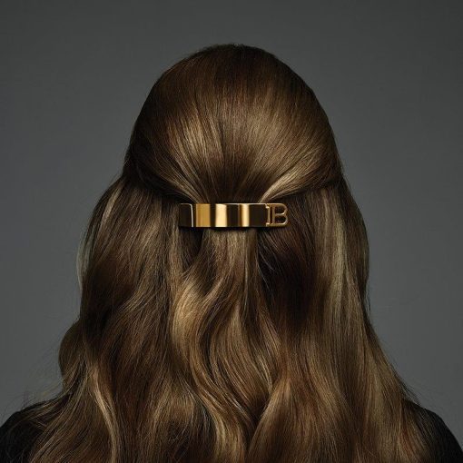BALMAIN HAIR (18k karaatin kultaa) Ainutlaatuinen käsintehty hiuspinni ikonisella B-logolla / Barrette Gold B-Logo, L - Image 5