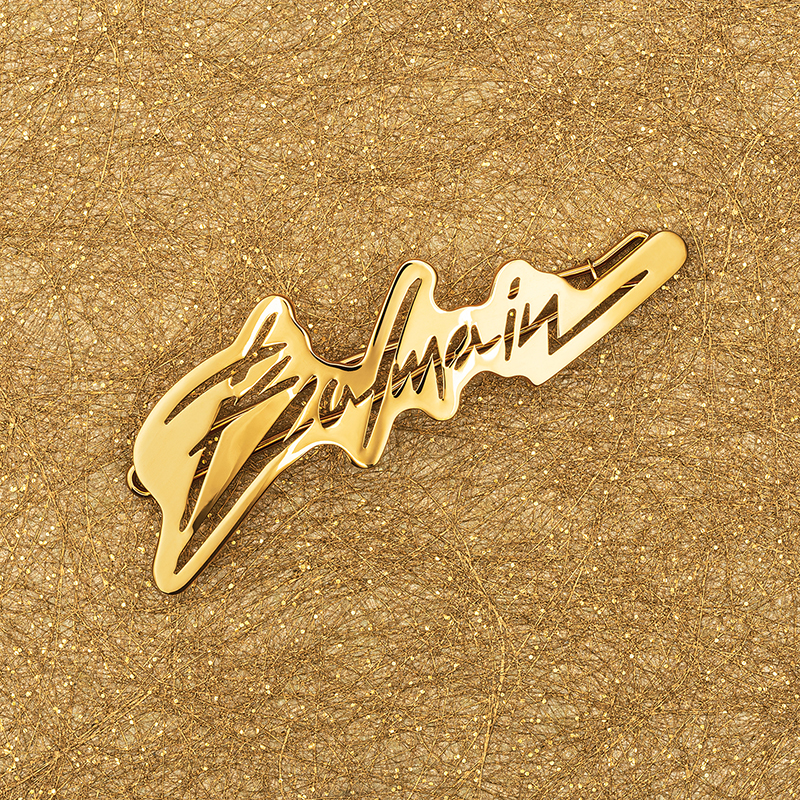 BALMAIN HAIR (18k karaatin kullattu) Ainutlaatuinen hiuspinni, joka on saanut inspiraationsa Balmainin pääsuunnittelijan nimikirjoituksesta / Slide Signature Logo, M - Image 3