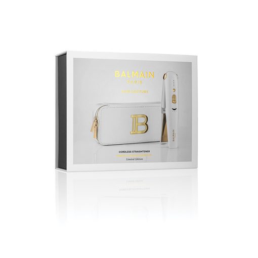 BALMAIN HAIR -johdoton titaanisuoristusrauta, valkokulta / Titanium Cordless Straightener Gold & White - Image 4