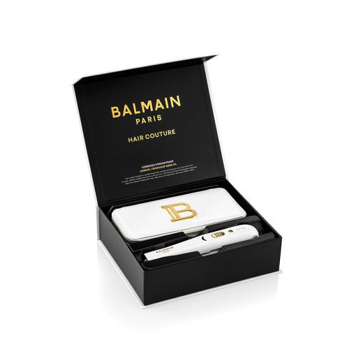 BALMAIN HAIR -johdoton titaanisuoristusrauta, valkokulta / Titanium Cordless Straightener Gold & White - Image 3