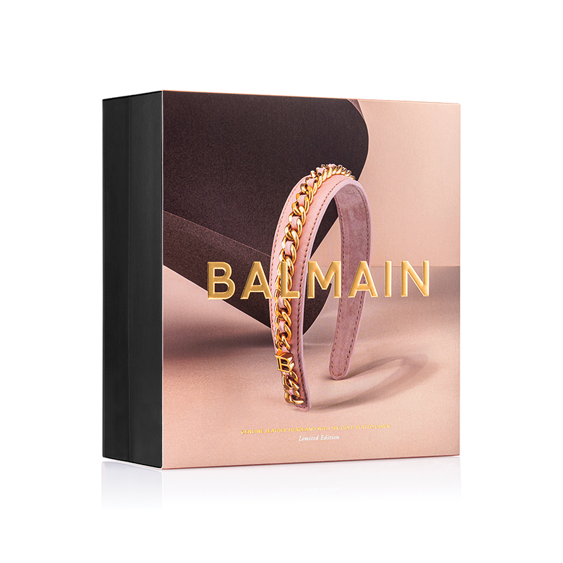 BALMAIN HAIR Balmainin kevät/kesä 2022 -malliston inspiroima eksklusiivinen pääpanta / Leather Chain Golden Headband Pink, L - Image 3