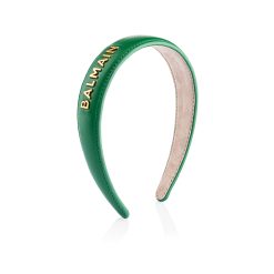 BALMAIN HAIR 18K kullatud nahast peavõru roheline / Leather Headband Gold & Green