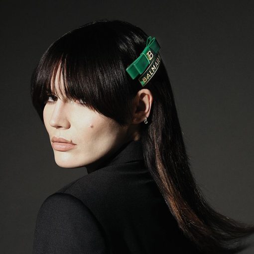 BALMAIN HAIR lipsuga juukseklamber roheline / Barrette Bow Gold & Green - Image 4