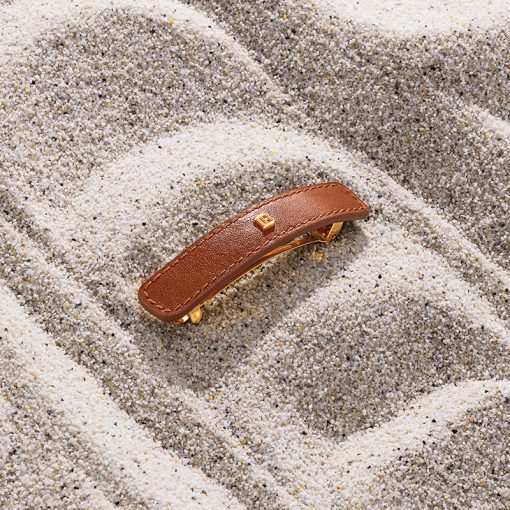 BALMAIN HAIR nahaga kaetud juukseklamber pruun L / Riviera Barrette Cognac, L - Image 2