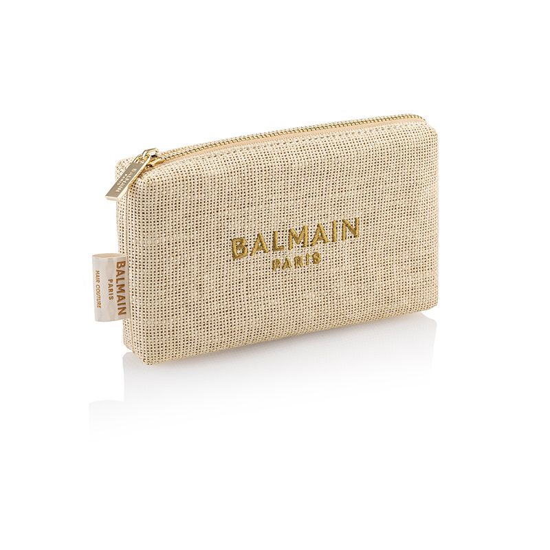 BALMAIN HAIR Raffia-materiaalista valmistettu kosmetiikkalaukku + 2 hoitotuotetta / Raffia Cosmetic Bag with Moisturizing Styling Cream & Argan Elixir - Image 2