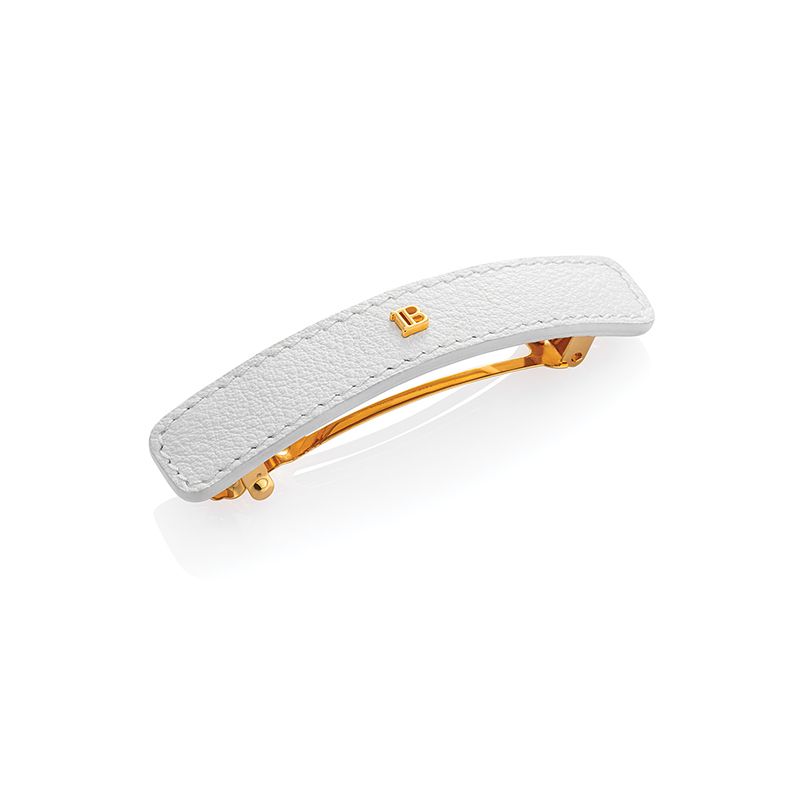 BALMAIN HAIR Käsintehty ylellinen hiusklipsi aidosta nahasta / Legacy Barrette White (Limited Edition)