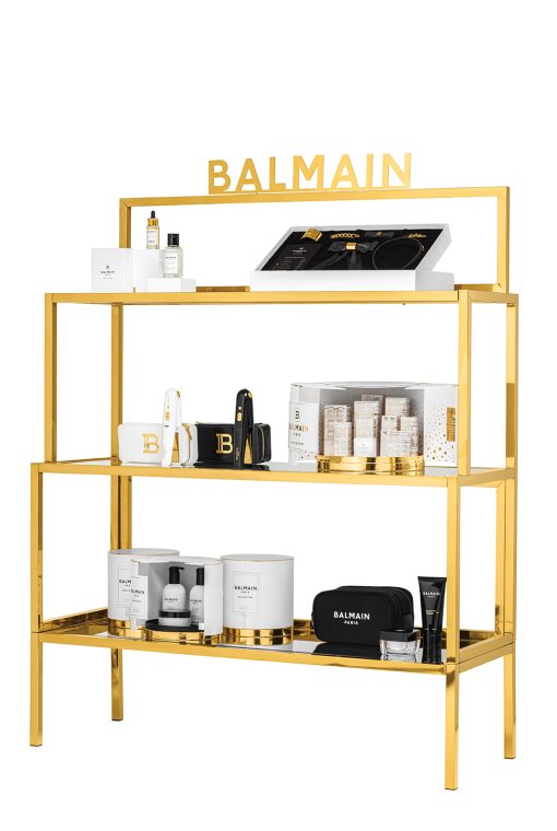 BALMAIN HAIR kuldne madal müügiriiul / Golden gondola