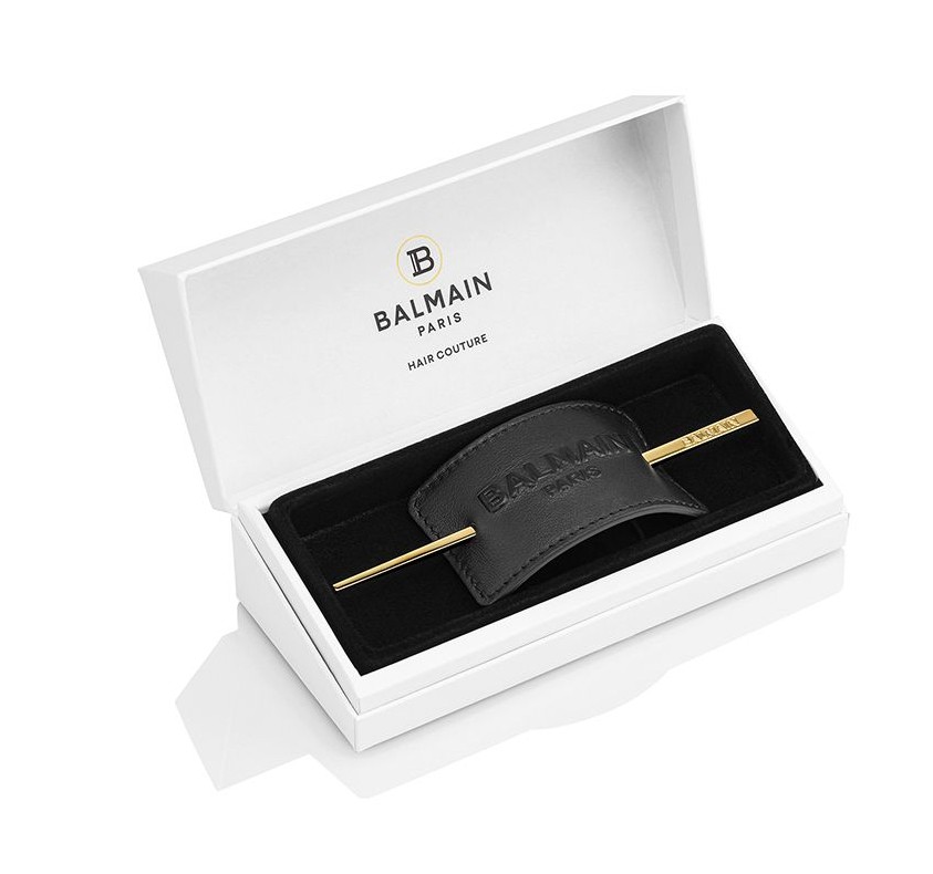 BALMAIN HAIR Musta nahkainen hiuskoristeet logolla / Genuine Leather Signature Hair Barrette Black with Logo - Image 2