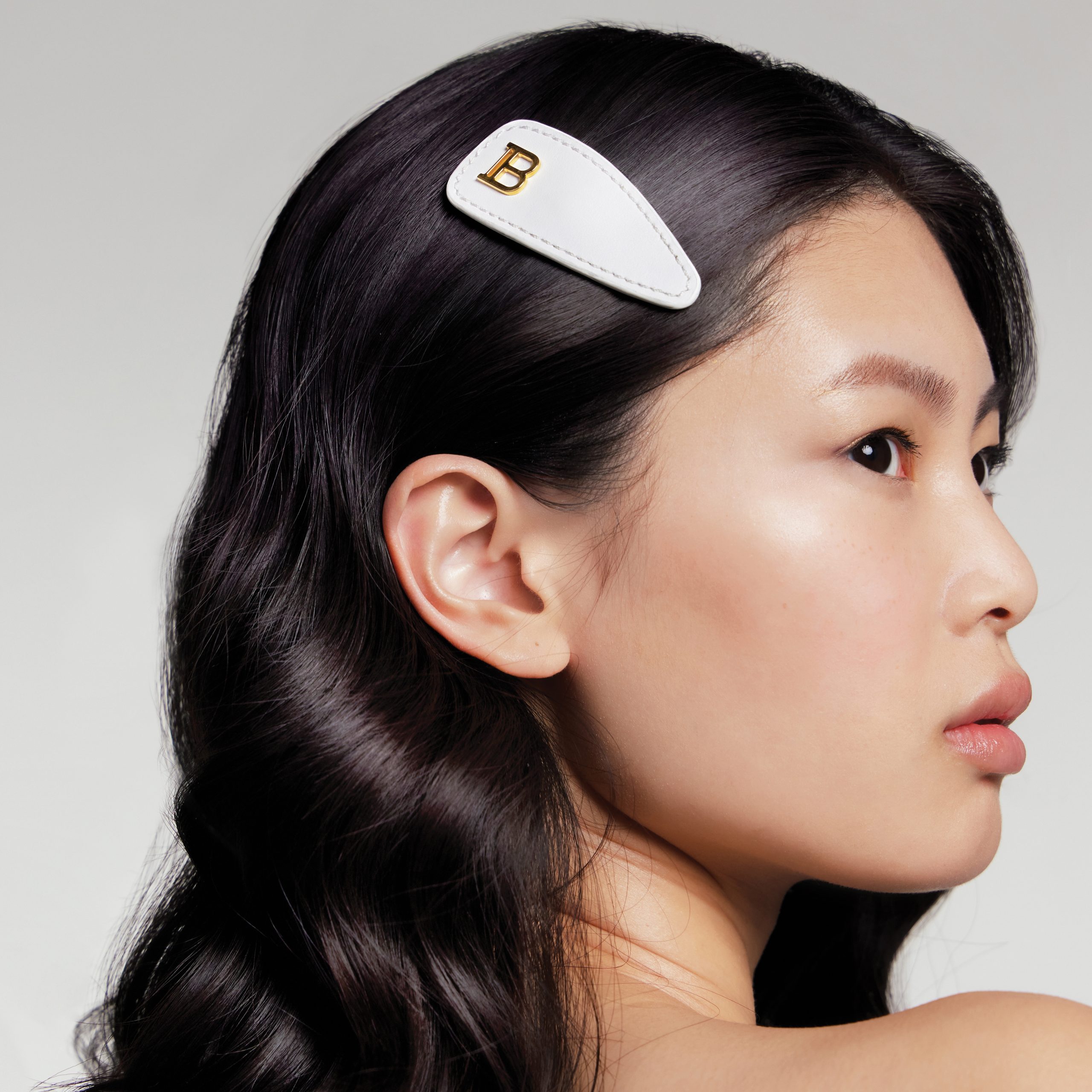 BALMAIN HAIR nahkainen hiuspinni valkoinen / Printemps Leather Snap Hair Clip White - Image 3