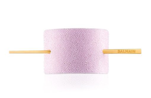 BALMAIN HAIR Vaaleanpunainen kristallihiuspinni, kullattu hiuspinni / Pink Crystal Hair Barrette Gold plated hair pin