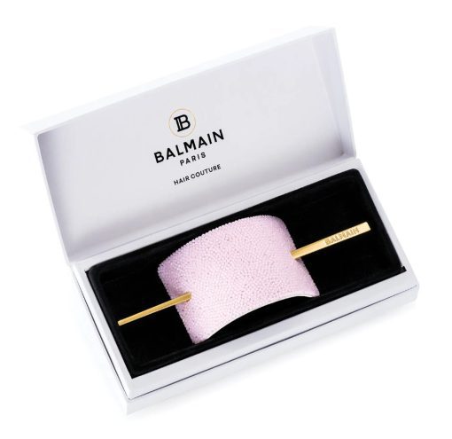 BALMAIN HAIR Vaaleanpunainen kristallihiuspinni, kullattu hiuspinni / Pink Crystal Hair Barrette Gold plated hair pin - Image 2